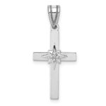 14k White Gold Diamond Star Cross Pendant