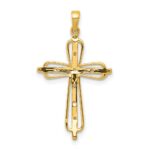 10K & Rhodium .03ct. Diamond Cross Pendant - Image 3