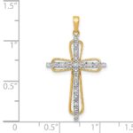 14k and White Rhodium 1/20 carat Diamond Cross Pendant - Image 4