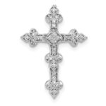 14k White Gold 1/6 carat Diamond Filigree Cross Chain Slide