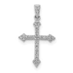 14k White Gold 1/10 carat Diamond Cross Pendant