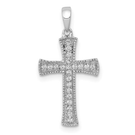 14k White Gold 1/10 carat Diamond Cross Pendant