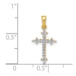 14k and White Rhodium 1/10 carat Diamond Fleur de Lis Cross Pendant - Image 4