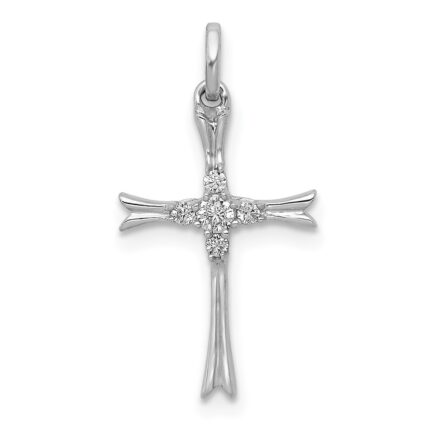14k White Gold 1/15 carat Diamond Cross Pendant