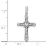 14k White Gold 1/6 carat Diamond Filigree Cross Pendant - Image 4
