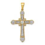 14k 1/3 carat Diamond Filigree Cross Pendant