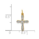 14k and White Rhodium .03 carat Diamond Cross Charm - Image 4