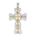 14k Two-tone 5/8 carat Diamond Filigree Cross Pendant - Image 4