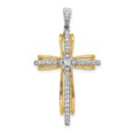14k Two-tone 1/3 carat Diamond Passion Cross Pendant