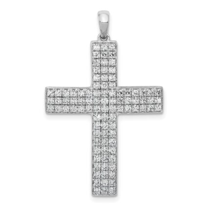 14k White Gold 1 carat Diamond Latin Cross Pendant
