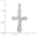 10K White Gold 1/20ct. Diamond Cross Pendant - Image 2