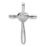 14k White Gold Diamond Heart Omega Slide Pendant