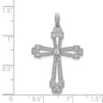 14k White Gold 3/8 carat Diamond Budded Cross Pendant - Image 4