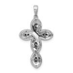 14k White Gold 1/5 carat White and Black Diamond Cross Pendant - Image 3