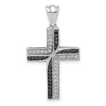 14k White Gold 1/5 carat Black and White Diamond Cross Pendant