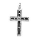 14k White Gold 1/3 carat Diamond and Onyx Cross Pendant - Image 3