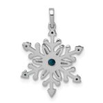 14k White Gold 1/4 carat Blue and White Diamond Snowflake Pendant - Image 3