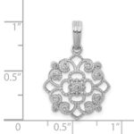 14k White Gold 1/15 carat Diamond Vintage Filigree Pendant - Image 4