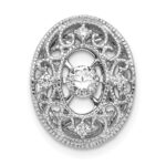 14k White Gold 1/4 carat Vibrant Moving Diamond Vintage Oval Filigree Chain Slide