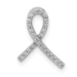 14k White Gold 1/10 carat Diamond Awareness Ribbon Chain Slide