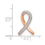 14k Rose Gold Diamond Awareness Ribbon Chain Slide - Image 4