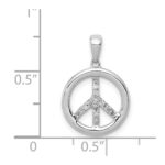 14k White Gold 1/10 carat Diamond Peace Sign Pendant - Image 4