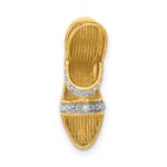 14k and White Rhodium Solid 3-D .01 carat Diamond High Heel Shoe Charm - Image 2