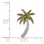 14k White Gold 1/4 carat White and Green Diamond Palm Tree Chain Slide - Image 4