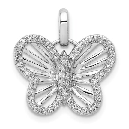 14k White Gold 1/5 carat Lab Grown Diamond VS/SI+ G+ Complete Buttlerfly Pendant