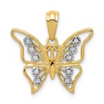 10k and Rhodium Diamond Butterfly Pendant