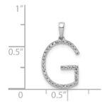 14K White Gold Diamond Letter G Initial Pendant - Image 4