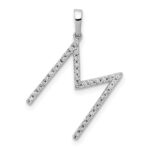 14K White Gold Diamond Letter M Initial Pendant