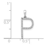 14K White Gold Diamond Letter P Initial Pendant - Image 4
