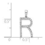 14K White Gold Diamond Letter R Initial Pendant - Image 4