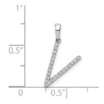 14K White Gold Diamond Letter V Initial Pendant - Image 4