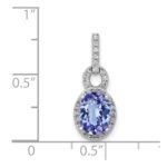 14k White Gold .95 Oval Tanzanite and Diamond Halo Pendant - Image 4