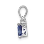 14k White Gold Trillion .90 Tanzanite and Diamond Pendant - Image 2