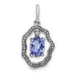 14k White Gold .62 Oval Tanzanite and Diamond Dangle Pendant
