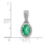 14k White Gold Diamond and Oval Emerald Halo Pendant Fits up to 2mm Regular/3mm Fancy or Reversible Omega - Image 4