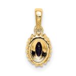 14k with White Rhodium Diamond and .32 Sapphire Oval Halo Pendant - Image 3