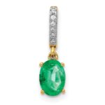 14k Diamond and Oval Emerald Pendant
