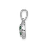 14k White Gold Diamond and Emerald Cluster Halo Pendant - Image 2