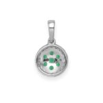14k White Gold Diamond and Emerald Cluster Halo Pendant - Image 3
