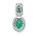 14k White Gold Halo Diamond and Oval Emerald Halo Pendant - Image 3