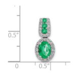 14k White Gold Halo Diamond and Oval Emerald Halo Pendant - Image 4