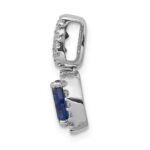 14k White Gold Diamond and 1.30 Oval Sapphire Halo Pendant - Image 2