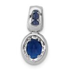 14k White Gold Diamond and 1.30 Oval Sapphire Halo Pendant - Image 3
