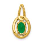 14k Diamond and Oval Emerald Halo Pendant - Image 3