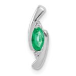 14k White Gold Diamond and Oval Emerald Fancy Chain Slide