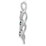 10k White Gold 1/15 carat Lab Grown Diamond VS/SI+ G+ and Lab Created Emerald Twist Chain Slide Pendant - Image 2